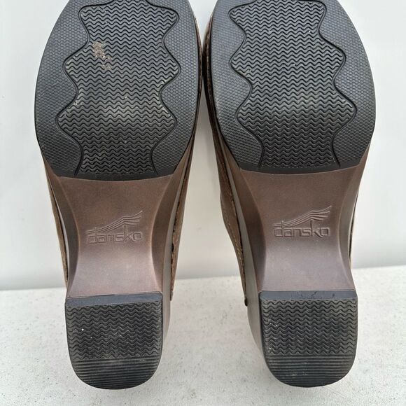 Dansko Brenda Mule Clogs Brown Green Burnished Leather Size 41-10,5-11 - Picture 6 of 8